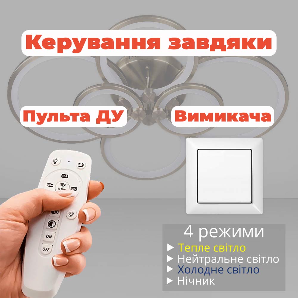 Изображение люстры LED SVET SL-5332/2+2+2 AB 192W DIMMER 3000-6000 H130*L780*W570 бронза
